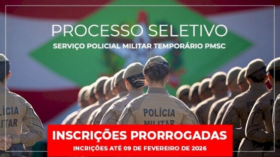 Inscrições para o processo seletivo de policial militar temporário da PMSC estão prorrogadas