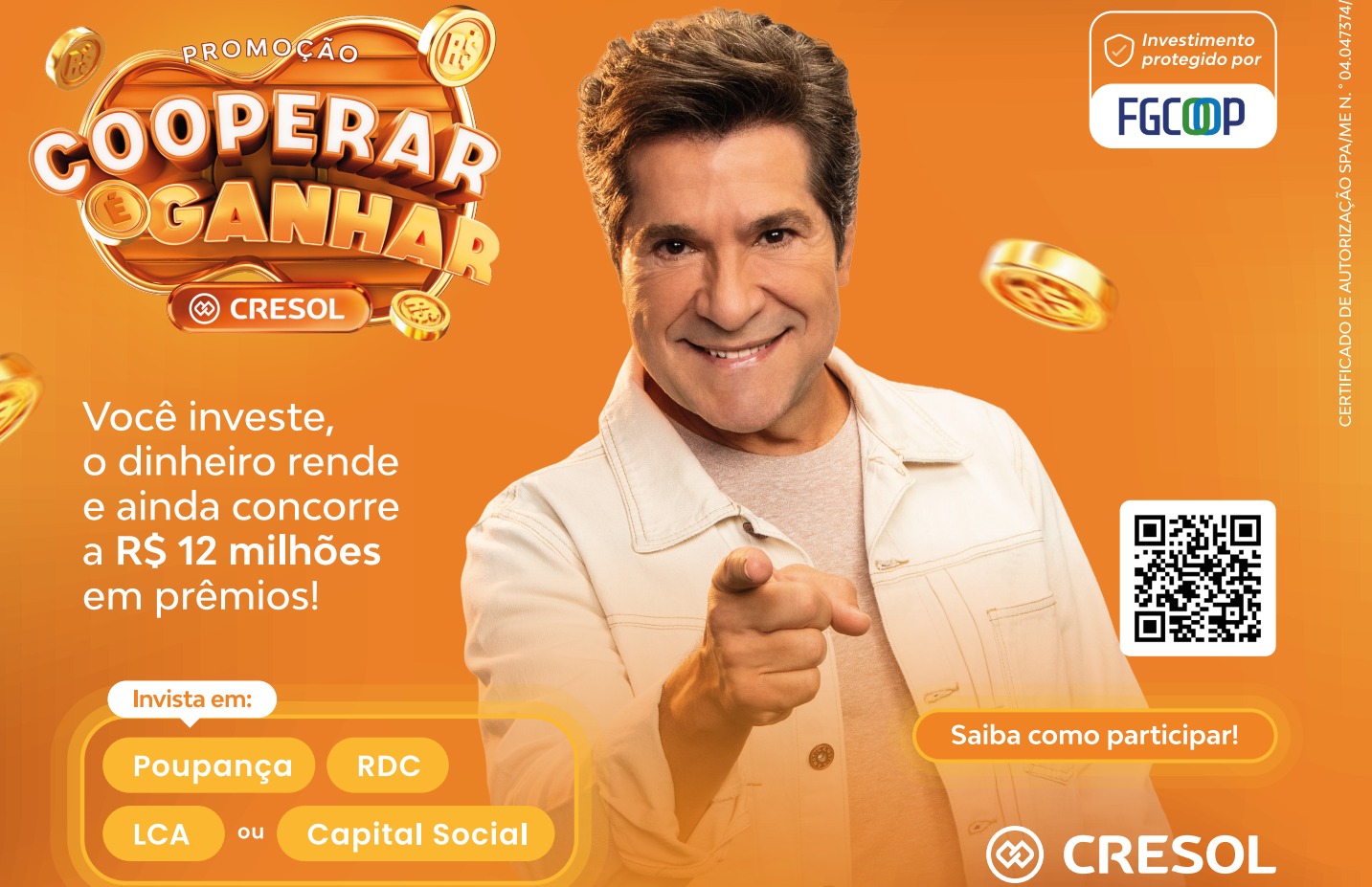 Cresol Vanguarda sorteia R$ 100 mil no dia 14 de setembro pela campanha Cooperar é Ganhar