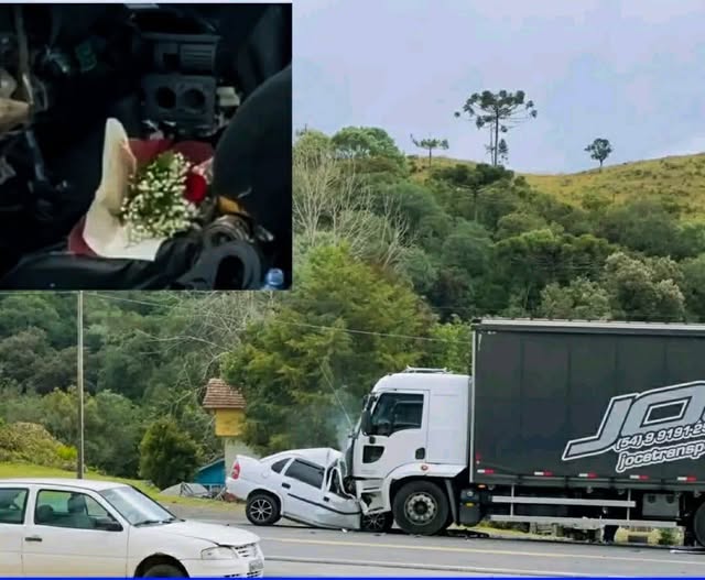 Buquê encontrado em carro destruído comove socorristas após morte de cabo do Exército em SC  Lages (SC) — Maio de 2026