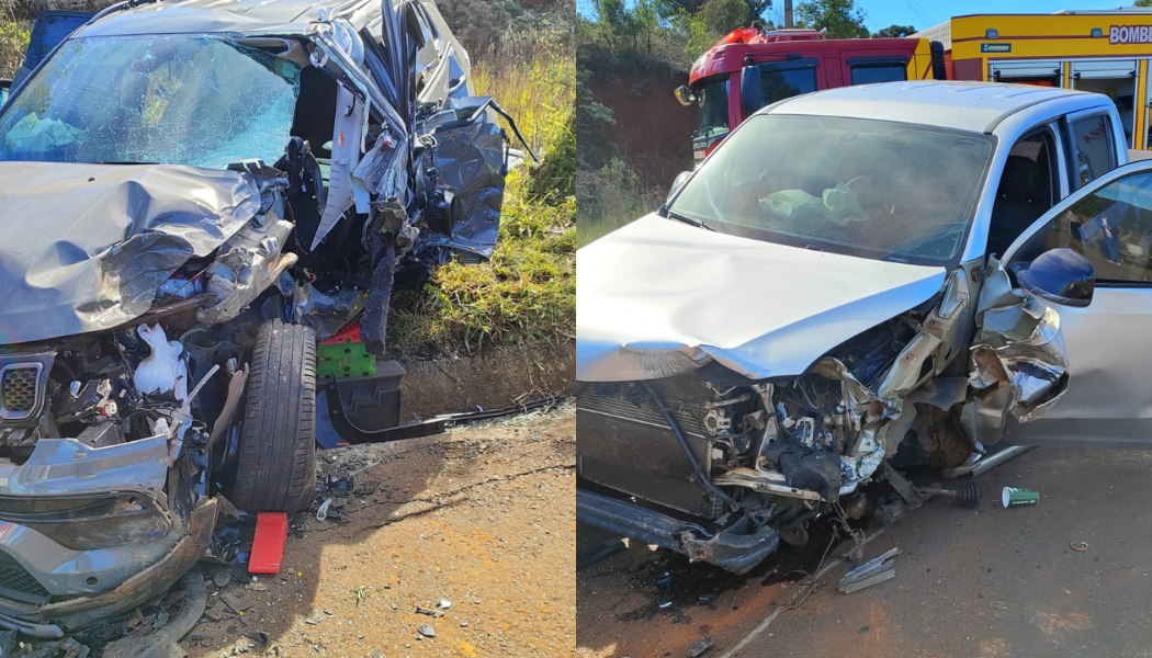 Motorista fica preso nas ferragens em acidente entre veículos em Chapecó