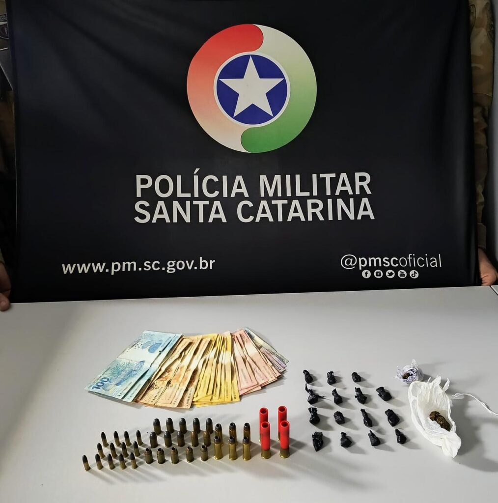 Tráfico, ameaças e munições: ação da PM termina com duas prisões no Oeste de Santa Catarina
