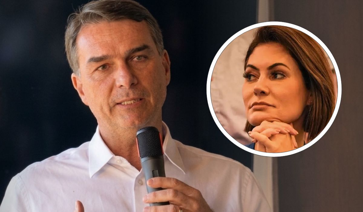 Flávio Bolsonaro nega participação em festa citada nas redes e rebate publicação de Michelle Bolsonaro