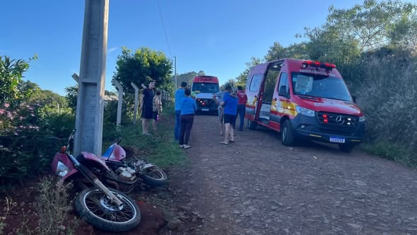 Acidente com motociclista no interior de Chapecó